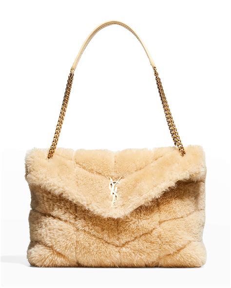 ysl sherling|YSL shearling shoulder bag.